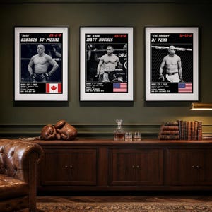 MMA Poster Set of 3 | The Welterweight Kings | St Pierre, Hughes, Penn | Gym Wall Art Bundle | Digital Download image 3
