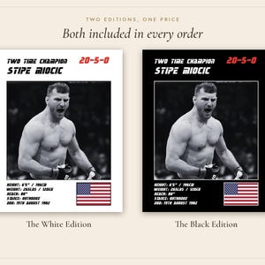 Stipe Miocic MMA Poster | Two Time Champion Fight Wall Art Print | Black and White Editions | Digital Download image 5