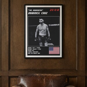 Póster de Dominick Cruz MMA / Lámina decorativa de la pelea "The Dominator" / Ediciones en blanco y negro / Descarga digital imagen 2