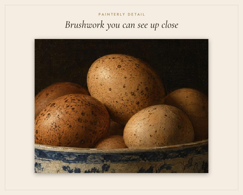 Bowl of Eggs Kitchen Print Set of 2 | Vintage Still Life Oil Painting and Kitchen Rule Quote | Cottage Kitchen Wall Art | Digital Download image 4