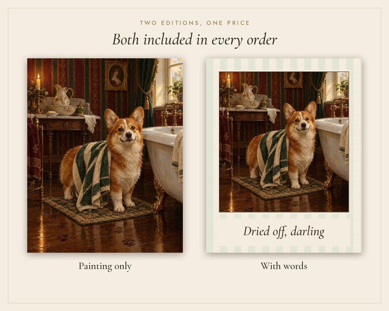 Corgi Bathroom Wall Art, Funny Vintage Oil Painting Print, Corgi Gift (Digital Download) image 3