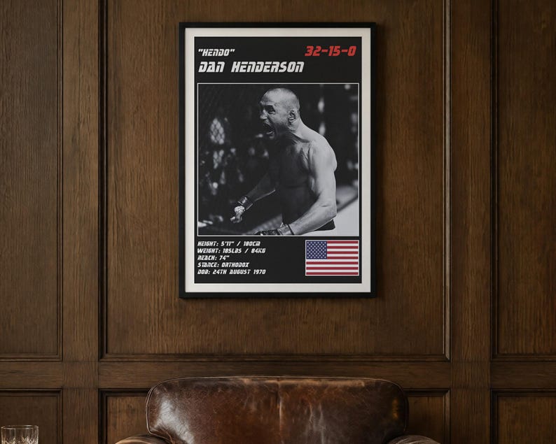 Dan Henderson MMA Poster | Hendo Fight Wall Art Print | Black and White Editions | Digital Download image 2
