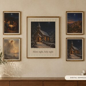 Christmas Nativity Prints Set of 4, Christian Oil Paintings, Vintage Wall Art (Digital Download) image 1