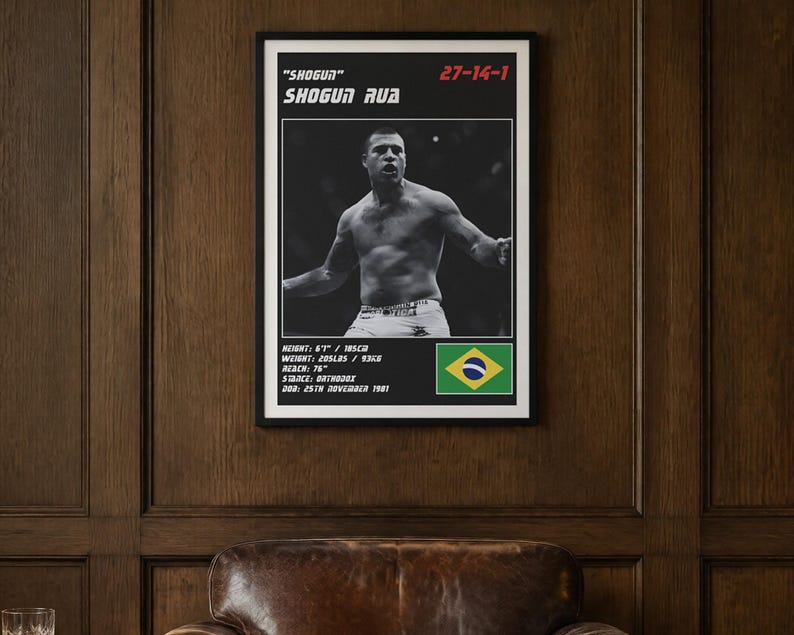 Shogun Rua MMA Poster | Shogun Fight Wall Art Print | Black and White Editions | Digital Download image 2
