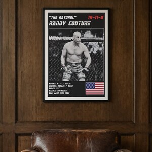 Randy Couture MMA Poster | Gym Wall Art Print | White and Black Editions | Digital Download image 2