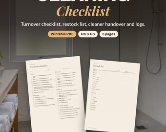 Airbnb Cleaning Checklist Printable | Turnover Checklist, Restock List, Cleaner Handover, Damage Log | Vacation Rental Ops Pack | UK & US