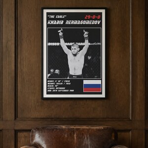 Khabib Nurmagomedov MMA Poster | Gym Wall Art Print | White and Black Editions | Digital Download image 2