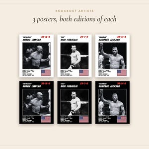 Set de 3 pósteres de MMA / Artistas del nocaut / Robbie Lawler, Rich Franklin, Rampage Jackson / Arte mural de lucha / Descarga digital imagen 4