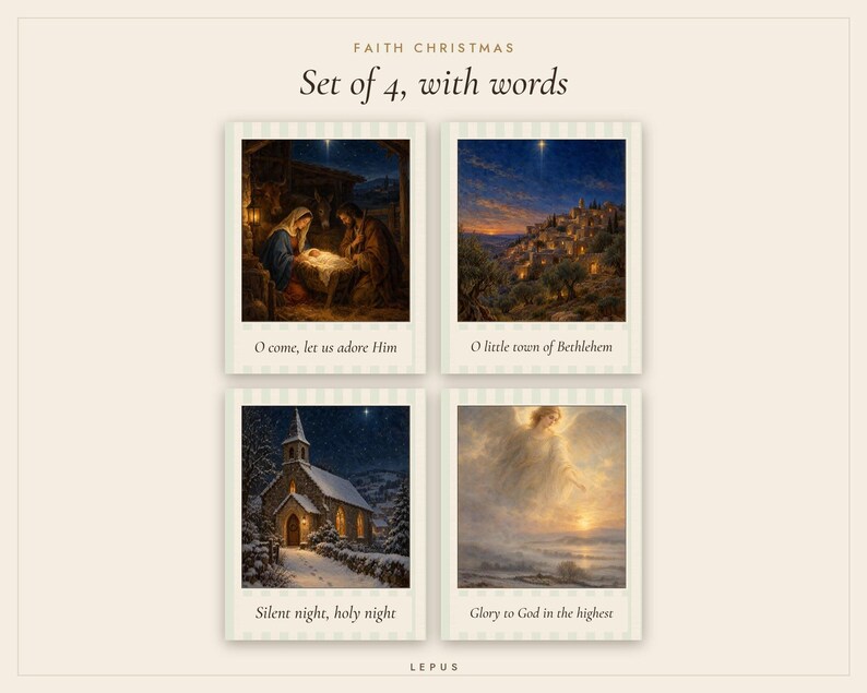 Christmas Nativity Prints Set of 4, Christian Oil Paintings, Vintage Wall Art (Digital Download) image 3
