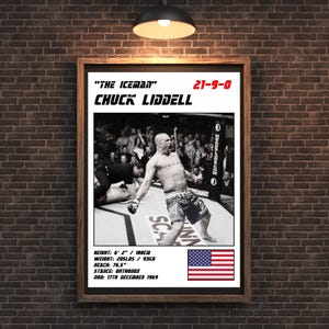 MMA Digital UFC Fighter Print - Chuck The Iceman Liddell White Wall Poster | Iconic Artwork for Sports Fans