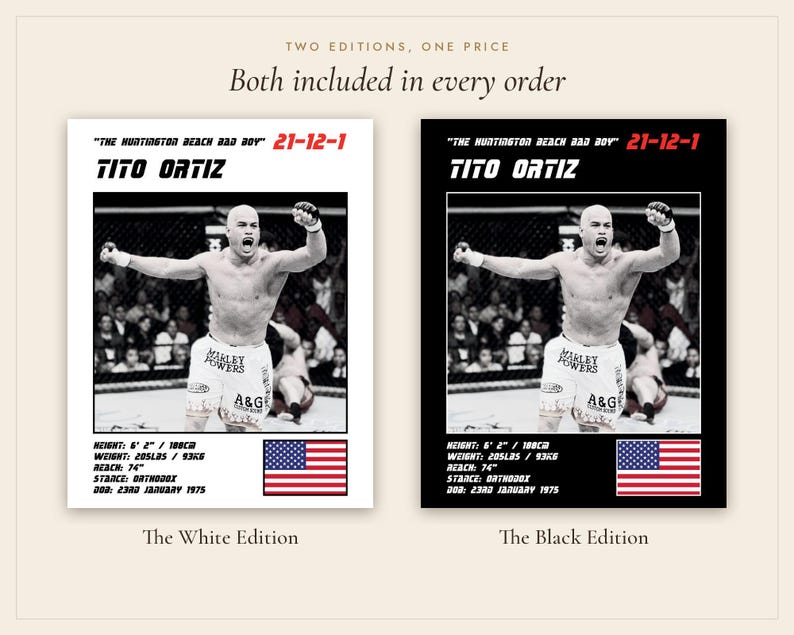Tito Ortiz MMA Poster | Gym Wall Art Print | White and Black Editions | Digital Download image 5
