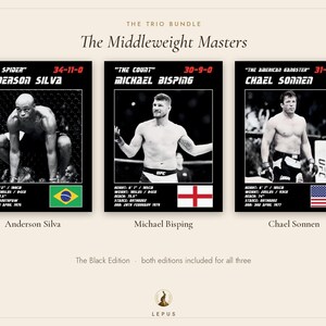 MMA Poster Set of 3 | The Middleweight Masters | Silva, Bisping, Sonnen | Gym Wall Art Bundle | Digital Download image 5