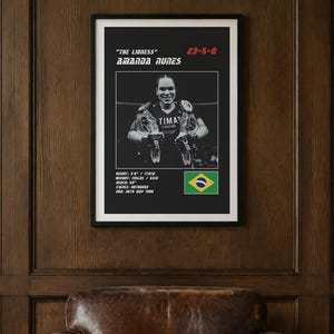 Amanda Nunes MMA Poster | The Lioness Fight Wall Art Print | Black and White Editions | Digital Download image 2