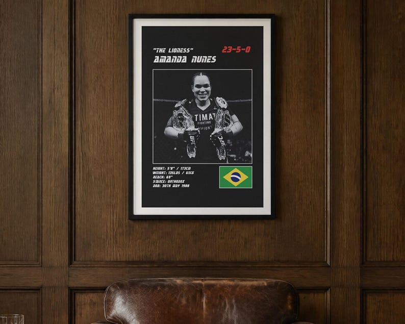 Amanda Nunes MMA Poster | The Lioness Fight Wall Art Print | Black and White Editions | Digital Download image 2