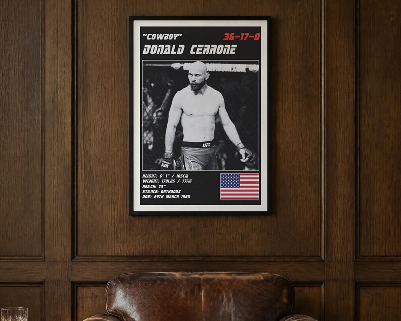 Donald Cerrone MMA Poster | Gym Wall Art Print | White and Black Editions | Digital Download image 2