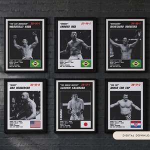 MMA Poster Set of 6 | Pride Legends | Wanderlei, Shogun, Nogueira, Henderson, Sakuraba, Cro Cop | Fight Wall Art | Digital Download