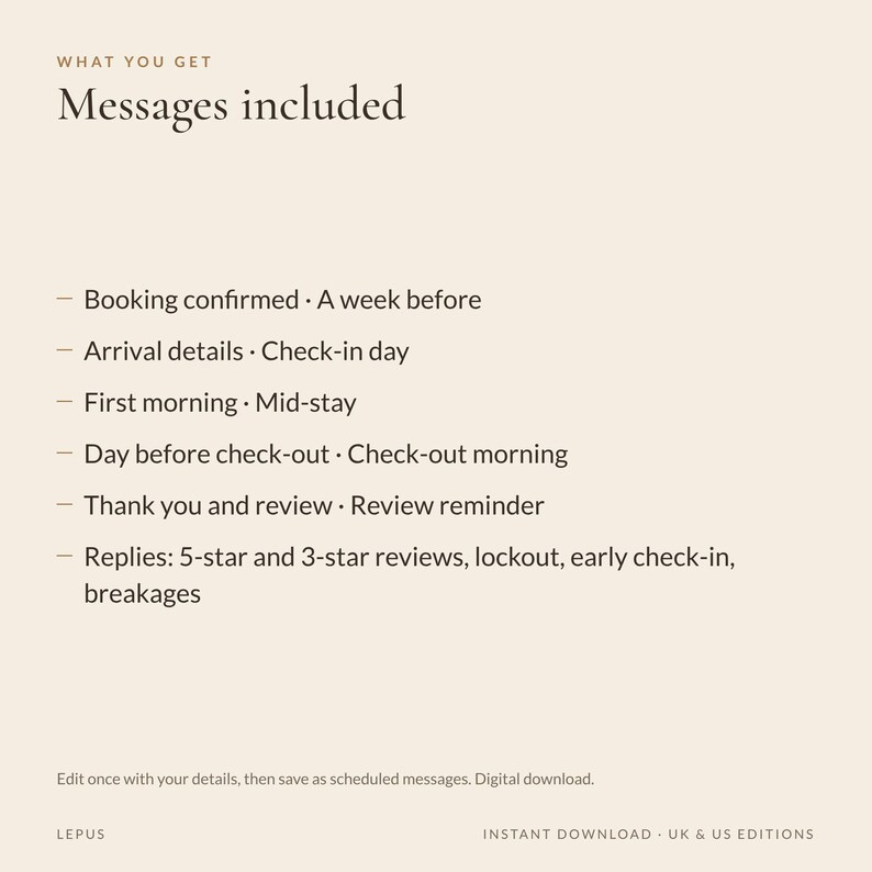 Airbnb Guest Message Templates | 10 Host Messages + 5 Replies | Check In, Check Out, Review Reply | Vacation Rental | Word Google Docs image 4