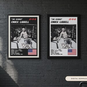 Chuck Liddell MMA Poster | Gym Wall Art Print | White and Black Editions | Digital Download