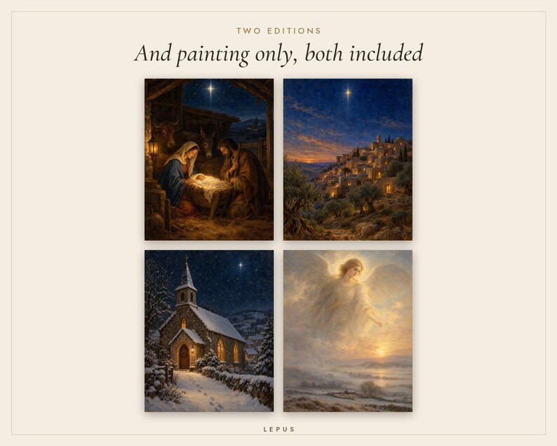 Christmas Nativity Prints Set of 4, Christian Oil Paintings, Vintage Wall Art (Digital Download) image 4