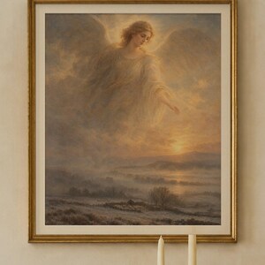 Christmas Angel Print, Vintage Oil Painting, Glory to God Wall Art (Digital Download) image 2