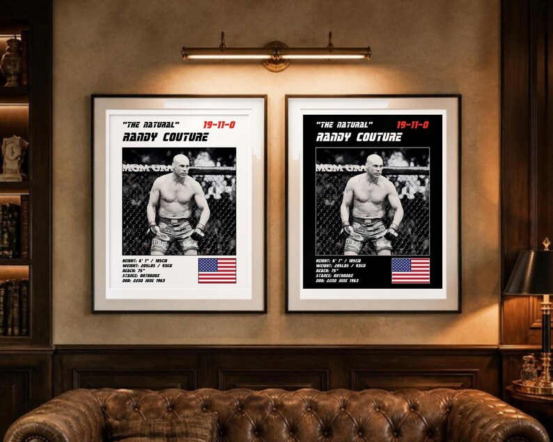 Randy Couture MMA Poster | Gym Wall Art Print | White and Black Editions | Digital Download image 4
