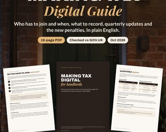 Guida alla digitalizzazione delle imposte per i proprietari di immobili nel Regno Unito / MTD per l'imposta sul reddito dal 2026 al 2028 / Aggiornamenti trimestrali, sanzioni, registrazioni digitali / PDF