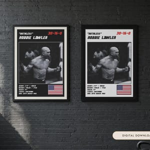 Robbie Lawler MMA Poster | Ruthless Fight Wall Art Print | Black and White Editions | Digital Download image 1