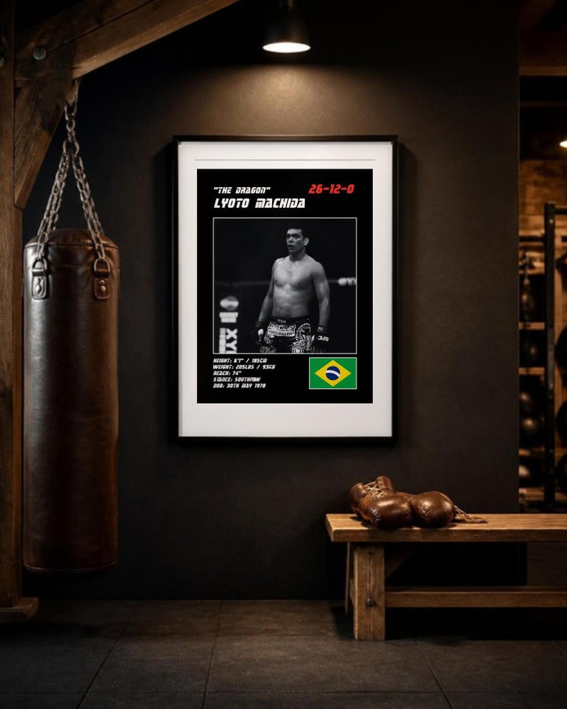 Lyoto Machida MMA Poster | The Dragon Fight Wall Art Print | Black and White Editions | Digital Download image 3