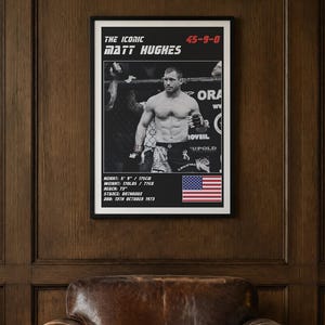Poster di Matt Hughes per MMA / Stampa artistica da parete per palestra / Edizioni in bianco e nero / Download digitale immagine 2