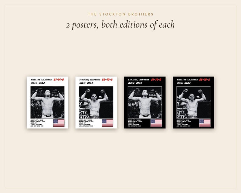 MMA Poster Pair | The Stockton Brothers | Nate Diaz, Nick Diaz | Fight Wall Art | Digital Download image 4
