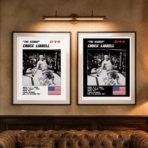 Chuck Liddell MMA-Poster | Kunstdruck für die Fitnessstudio-Wand | Schwarz-Weiß-Version | Digitaler Download Bild 4