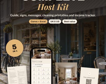 Complete Airbnb Host Bundle | Welcome Book, House Signs, Guest Messages, Cleaning Checklist & Income Tracker | Vacation Rental Starter Kit