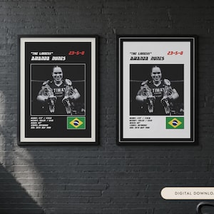 Amanda Nunes MMA Poster | The Lioness Fight Wall Art Print | Black and White Editions | Digital Download image 1