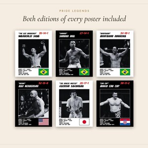 MMA Poster Set of 6 | Pride Legends | Wanderlei, Shogun, Nogueira, Henderson, Sakuraba, Cro Cop | Fight Wall Art | Digital Download image 4