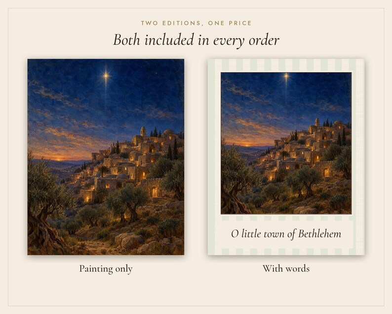 Star of Bethlehem Print, Vintage Christmas Oil Painting, Christian Decor (Digital Download) image 3