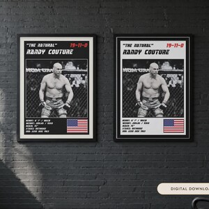Randy Couture MMA Poster | Gym Wall Art Print | White and Black Editions | Digital Download