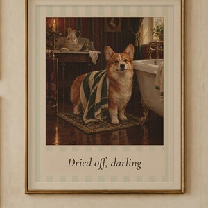 Funny Dog and Cat Bathroom Wall Art Set of 4, Vintage Oil Painting Prints (Digital Download) image 2