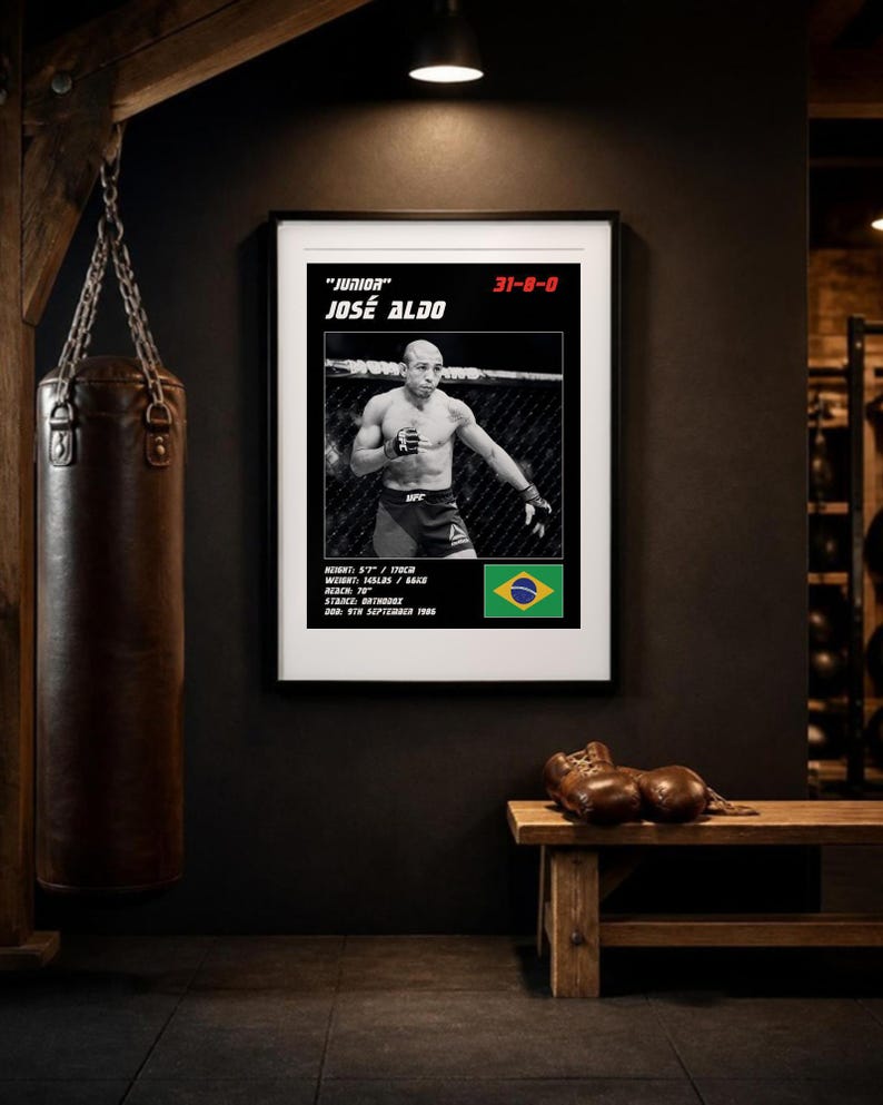 Jose Aldo MMA Poster | Gym Wall Art Print | White and Black Editions | Digital Download image 3