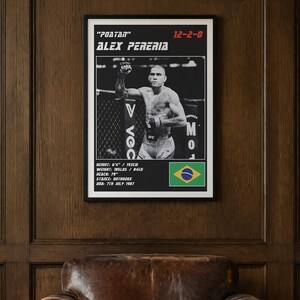 Alex Pereira MMA Poster | Gym Wall Art Print | White and Black Editions | Digital Download image 2
