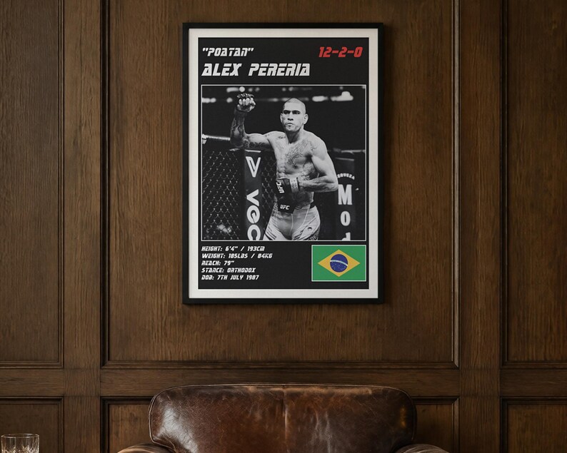 Alex Pereira MMA Poster | Gym Wall Art Print | White and Black Editions | Digital Download image 2