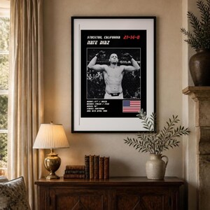 Plakat MMA Nate'a Diaza | Grafika ścienna do walki w Stockton | Edycje czarno-białe | Pobieranie cyfrowe zdjęcie 3