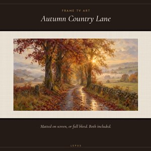Frame TV Art: Autumn Country Lane, Moody Fall Oil Painting (Digital Download) image 3