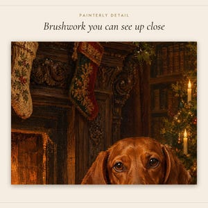 Dachshund Christmas Print, Vintage Oil Painting, Sausage Dog Gift (Digital Download) image 5