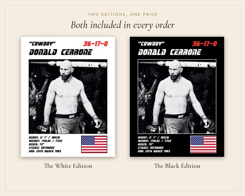 Donald Cerrone MMA Poster | Gym Wall Art Print | White and Black Editions | Digital Download image 5