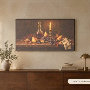 Frame TV Art: Höststilleben, stämningsfull höstoljemålning (digital nedladdning) bild 1