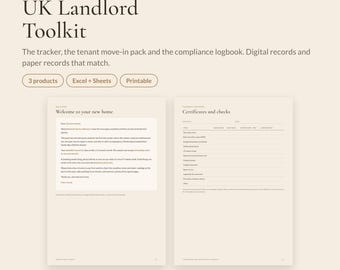 UK Landlord Toolkit | Rental Income Spreadsheet, Tenant Welcome Pack and Compliance Log Bundle | Making Tax Digital Records | Excel