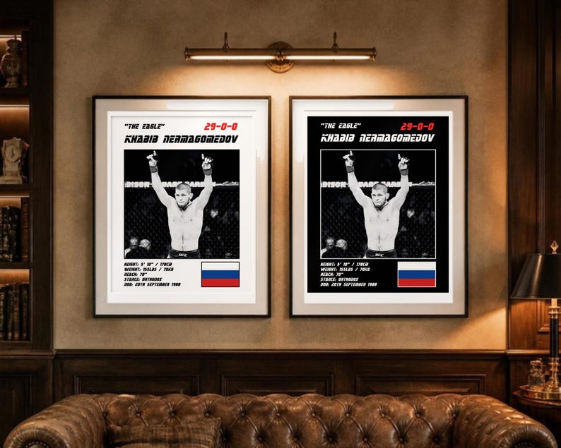 Khabib Nurmagomedov MMA Poster | Gym Wall Art Print | White and Black Editions | Digital Download image 4