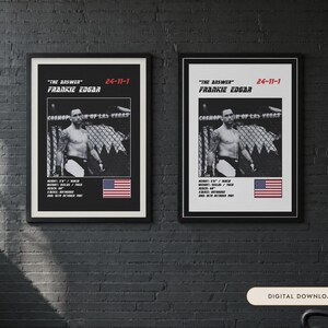 Frankie Edgar MMA Poster | The Answer Fight Wall Art Print | Black and White Editions | Digital Download image 1