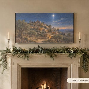 Frame TV Art: Star over Bethlehem, Christian Christmas Oil Painting (Digital Download)