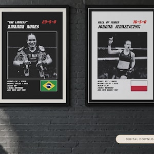 MMA Poster Pair | Queens of the Cage | Amanda Nunes, Joanna Jedrzejczyk | Fight Wall Art | Digital Download